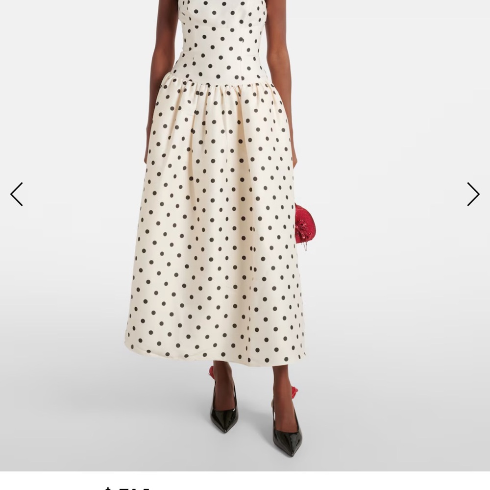 Self-Portrait White and Black Polka Dot Maxi Dress